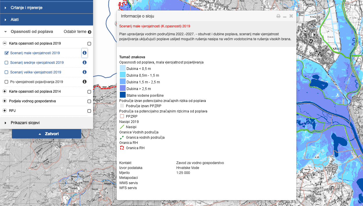 HR vode - scenarij poplave legenda