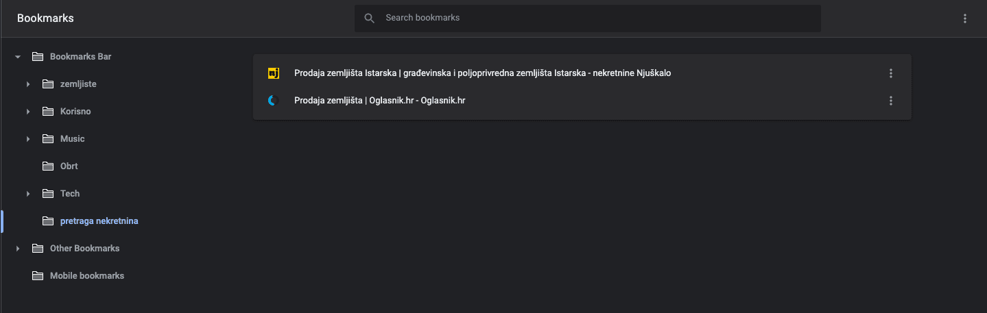 lista linkova u bookmark manageru